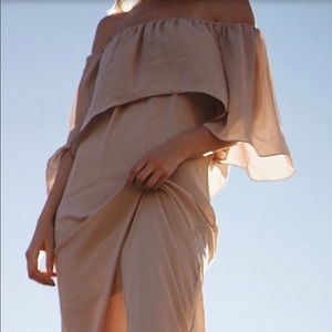 Pretty By Rory Midi Dress in color Nude, Size L